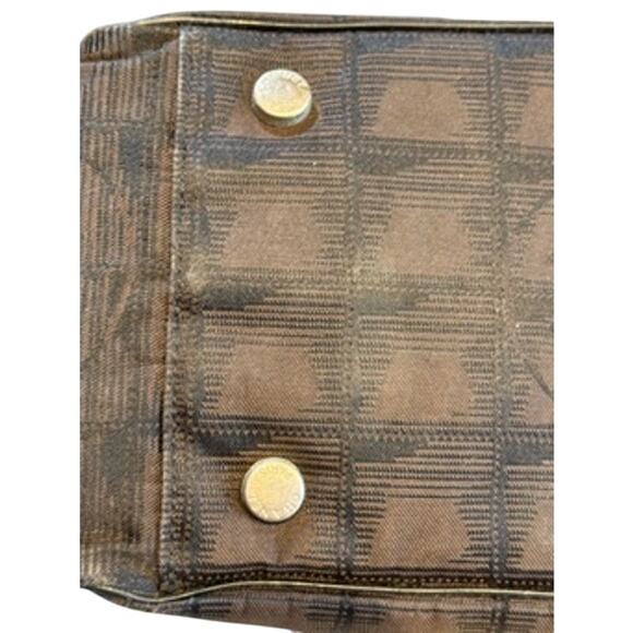 CHANEL Brown & Black Nylon Travel Line Bag*GM size w/zipper top*GREAT condition - Picture 5 of 16